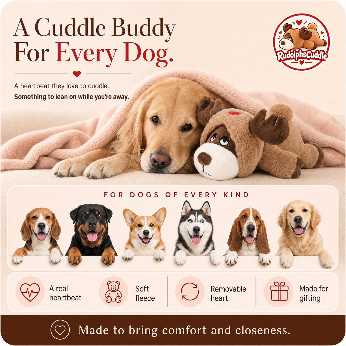 RudolphsCuddle - Heartbeat Comfort Plush